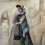 UNIDENTIFIED SIGNATURE, Elegant woman with a parasol