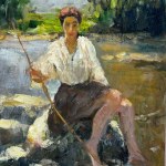 ANONIMO, Woman by the Lake in the Impressionist style