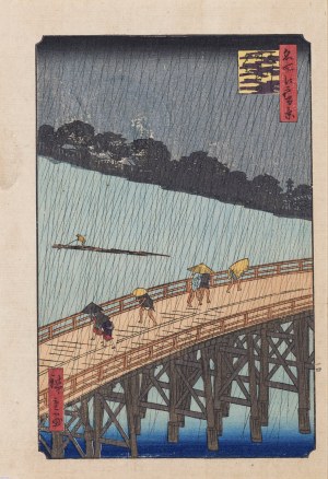 Utagawa Hiroshige (1797 - 1858), wyd. Yoshikawa Kobunkan, Nagły deszcz, z cyklu „100 słynnych widoków Edo”, Tokio, 1918