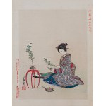 Nakajima Shunkō (1868 - 1912), wyd. Aoki Tsunesaburō, Układanie kwiatów z cyklu „Nowoczesne piękności”, Osaka, 1895