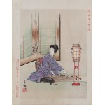 Nakajima Shunkō (1868 - 1912), wyd. Aoki Tsunesaburō, Muzykująca kobieta z cyklu „Nowoczesne piękności”, Osaka, 1895