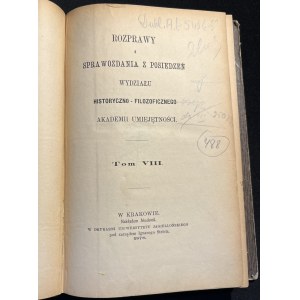 Dissertations and Reports of the Meetings of the Historical and Philosophical Faculty of the Academy of Arts and Sciences, vol. VIII [1878].