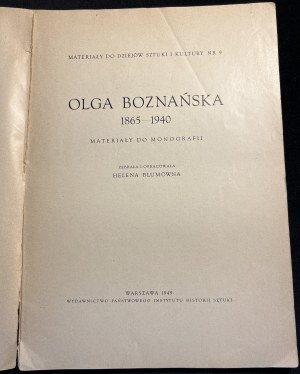 H. BLUMÓWNA - Olga Boznańska 1865-1940 [1949].