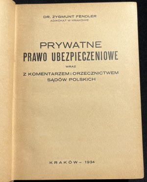 DR. Z. FENDLER - Private insurance law [1934].