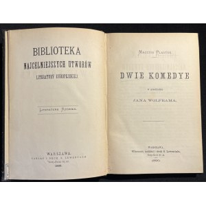 M. PLAUTUS - Deux comédies [1890].