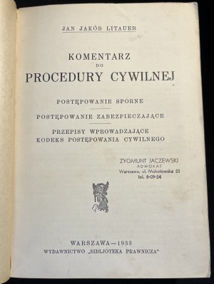 J. J. LITAUER - Komentář k občanskému soudnímu řízení [1933].