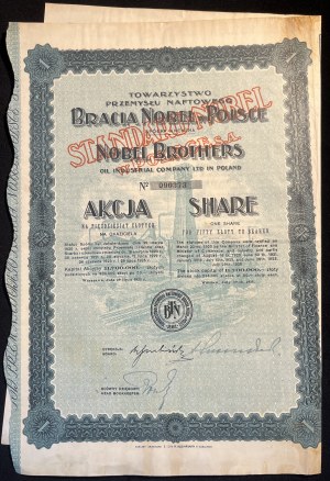 [1925] WARSAW. Nobel Brothers Oil Industry Society of Poland. Fifty zloty bearer stock.
