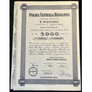 [1922] WARSZAWA. Polska Centrala Handlowa. Trzecia emisja. Na 5000 marek polskich