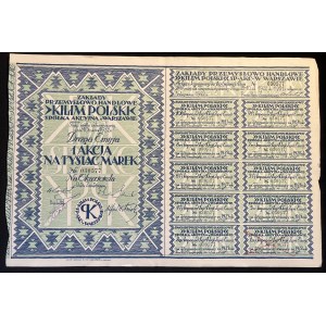 [1922] VARSOVIE. Kilim Polski Industrial and Commercial Works. Deuxième édition. 1 action pour mille marks