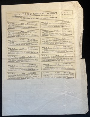 [1922] WARSZAWA. Warszawska Spółka Akcyjna Budowy Parowozów. IV emisja. Na pięćset marek polskich