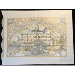 [1921] WARSZAWA. Warszawska Spółka Akcyjna Budowy Parowozów. II serja. II emisja. Na pięćset marek polskich.