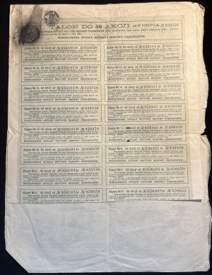 [1922] WARSZAWA. Warszawska Spółka Akcyjna Budowy Parowozów. IV emisja. Na dwadzieścia pięć tysięcy marek polskich