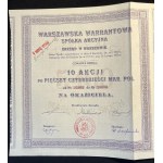 [1920] WARSAW. Warsaw Warrant Company. Fourth issue. 10 shares of five hundred and forty Polish marks each in bearer form.