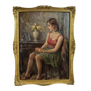 Attilio Toro, Portrait of a young seated woman - Attilio Toro (1892 - 1982)