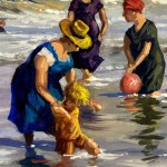 UNIDENTIFIED SIGNATURE, Children playing by the sea