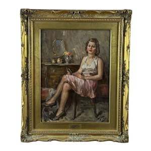 Attilio Toro, Portrait of a woman in an interior setting - Attilio Toro (1892 - 1982)