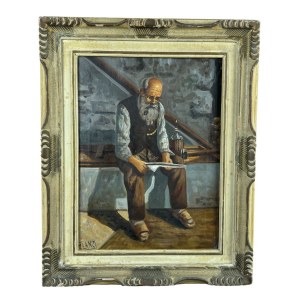 R. LANZI, Elderly man reading - R. Lanzi