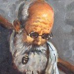 R. LANZI, Elderly man reading - R. Lanzi