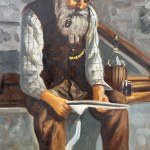 R. LANZI, Elderly man reading - R. Lanzi