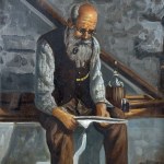R. LANZI, Elderly man reading - R. Lanzi