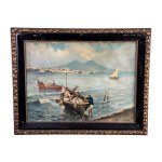 FAUSTO PRATELLA, The Gulf of Naples with fishermen - Fausto Pratella (1888)