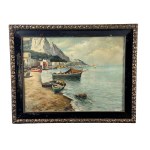 FAUSTO PRATELLA, View from the Gulf with boats - Fausto Pratella (1888)