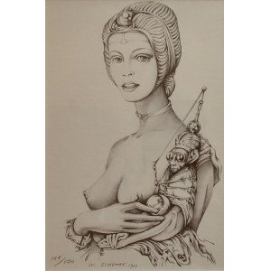Wojciech Siudmak (ur. 1942), Kobieta z małpką, 1973