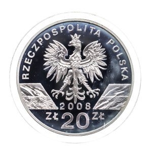Poland, the Republic since 1989, 20 gold 2008, Peregrine Falcon - Animals of the World