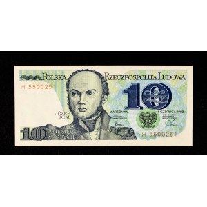 Pologne, PRL, 10 zloty 01.06.1982 Józef Bem, série H