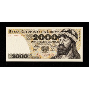 Poland, PRL, 2000 gold 01.06.1979, Mieszko I, AC series