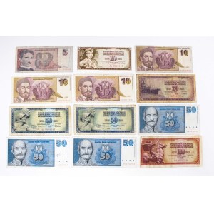 Yugoslavia, set of 12 banknotes 1968-1996