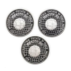 Poland, PRL, set: 500 gold 1986, 13th World Cup - Mexico 86 - 3 pieces.