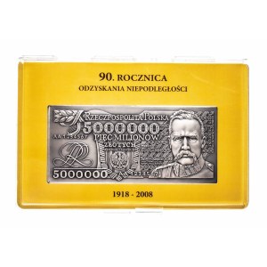 Poland, Jozef Pilsudski plaque - 5000000 zloty 2008, 90th Anniversary of Regaining Independence