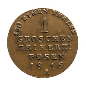 Posenské velkovévodství, 1 penny 1816 A, Berlín. Odrůda :.