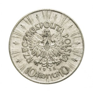 Poland, Second Republic, 10 zlotys 1935, Pilsudski, Warsaw