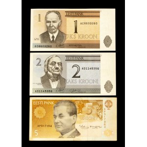 Estonia, set of 3 banknotes.