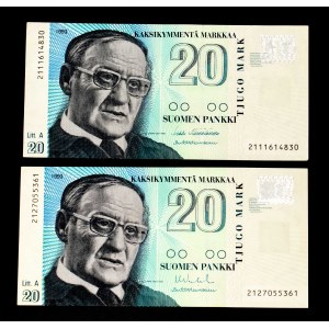 Finland, set of 2 banknotes.