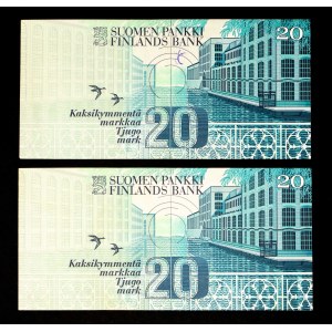 Finland, set of 2 banknotes.