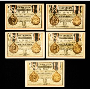 Free City of Gdansk, Torun, set of 5 coupons, 200 pfennig 1922 (+ German)