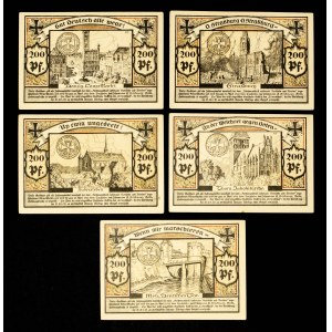 Free City of Gdansk, Torun, set of 5 coupons, 200 pfennig 1922 (+ German)