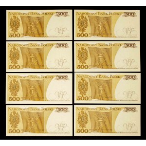 Poland, PRL, set of 8 x 500 zlotych 1.06.1982, ER series, consecutive numbers.