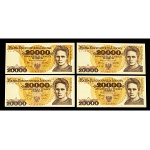 Polen, PRL, Satz von 4 x 20000 ZŁOTYCH 1.02.1989.