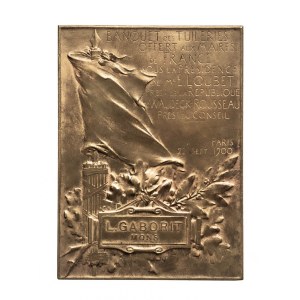 Francia, placca - Banchetto alle Tuileries, organizzato per i sindaci di Francia, 1900 - art nouveau