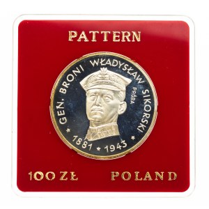 Polsko, PRL, 100 zlotých 1981, Władysław Sikorski - vzorek, stříbro