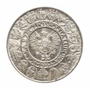 Polska, PRL, 100 złotych 1966 Mieszko i Dąbrówka - półpostacie, próba, srebro