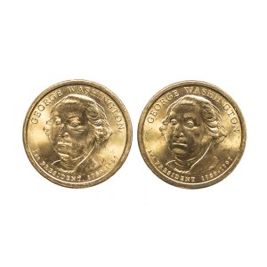 United States of America (USA), set of 2 2007 $1 coins, George Washington (type 2)