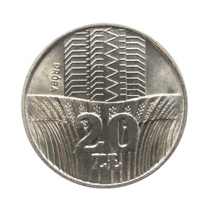 Poland, People's Republic of Poland, 20 zlotys 1973, Skyscraper and ears, nickel sample