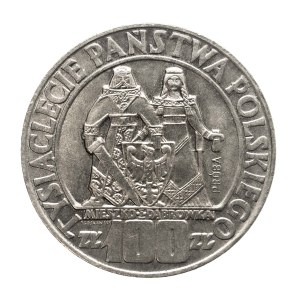 Polsko, Polská lidová republika, 100 zlotých 1966, Mieszko a Dąbrówka, číslice, vzorek niklu