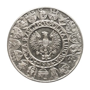 Polsko, Polská lidová republika, 100 zlotých 1966, Mieszko a Dąbrówka, číslice, vzorek niklu