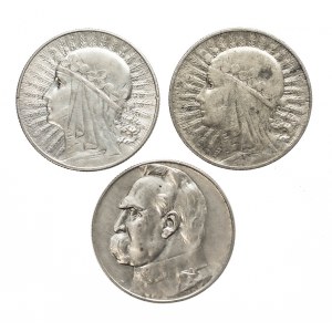 Polen, Zweite Republik, Satz: 5 Gold 1932 (2) und 1936 - 3 Stk.